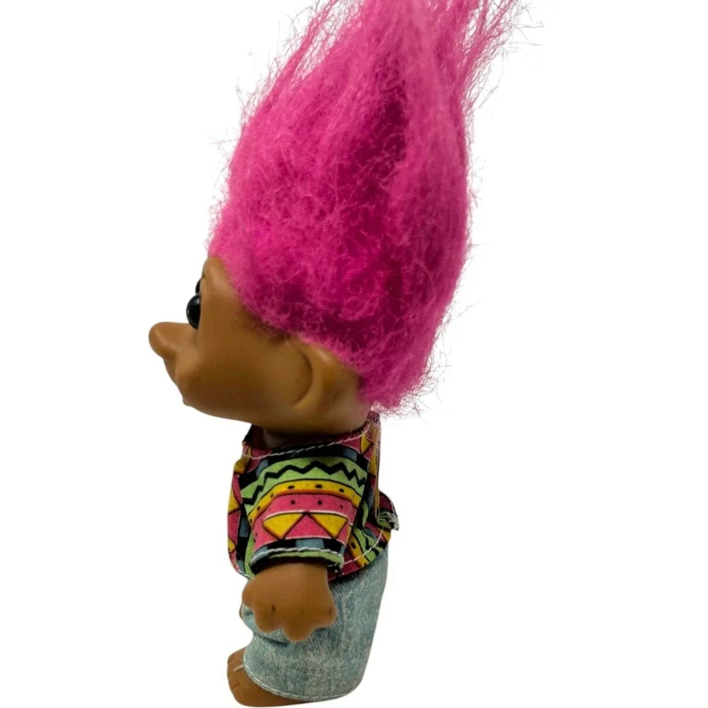 T.N.T. Pink Hair Troll Doll 1991 Geometric Shirt Kidcore 90s Vintage
